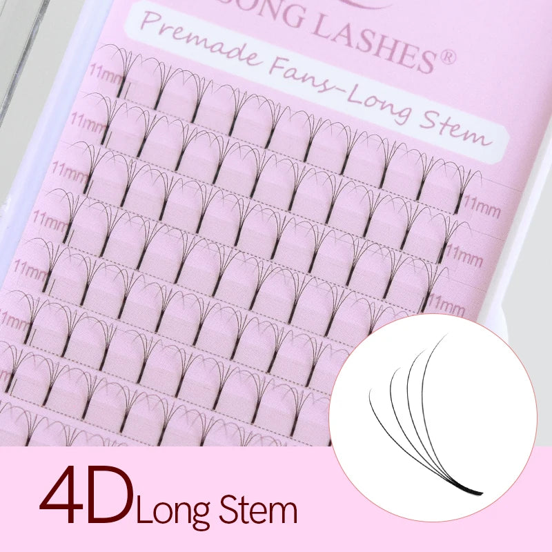 Song Lashes Long Stem Premade Fans | Pure Darker Black Eyelash Extensions alternate view