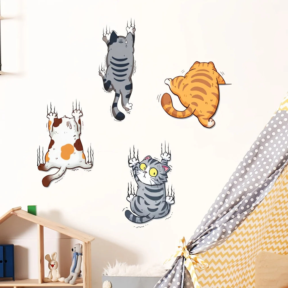 1 Set Cute Cartoon Cat Wall Sticker | Self-adhesive Reusable Decor for Bedroom and Do alternate view