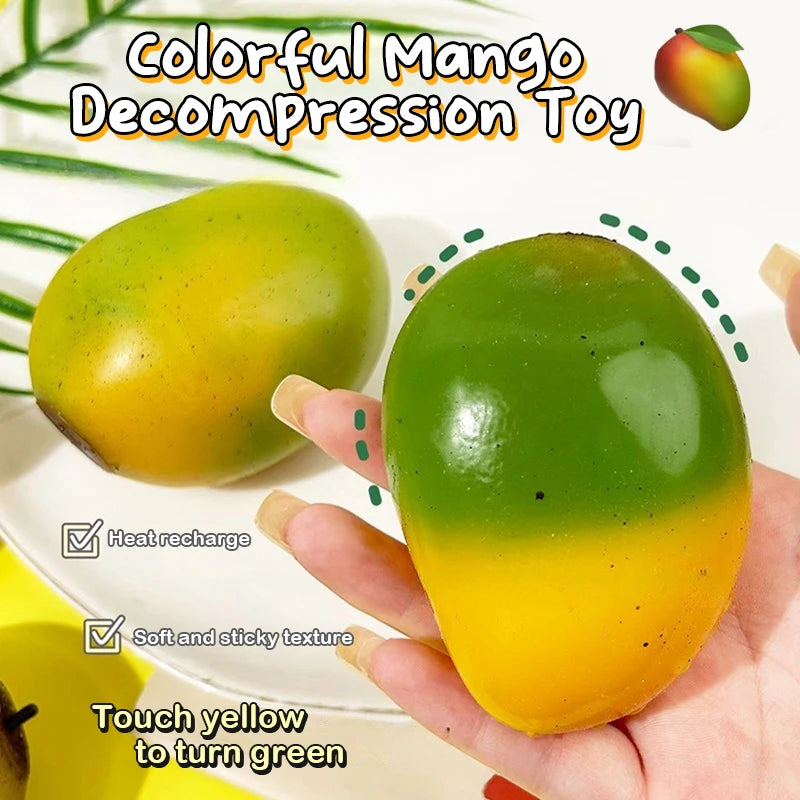 Color Changing Mango Mochi Squishy Toy | Slow Rebound Stress Relief close-up view