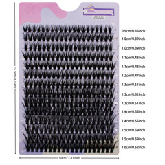 14 Rows 280 Clusters 40D Mix 9-16mm Cluster Lashes | Natural Thick Strip Eyelash Exten close-up view