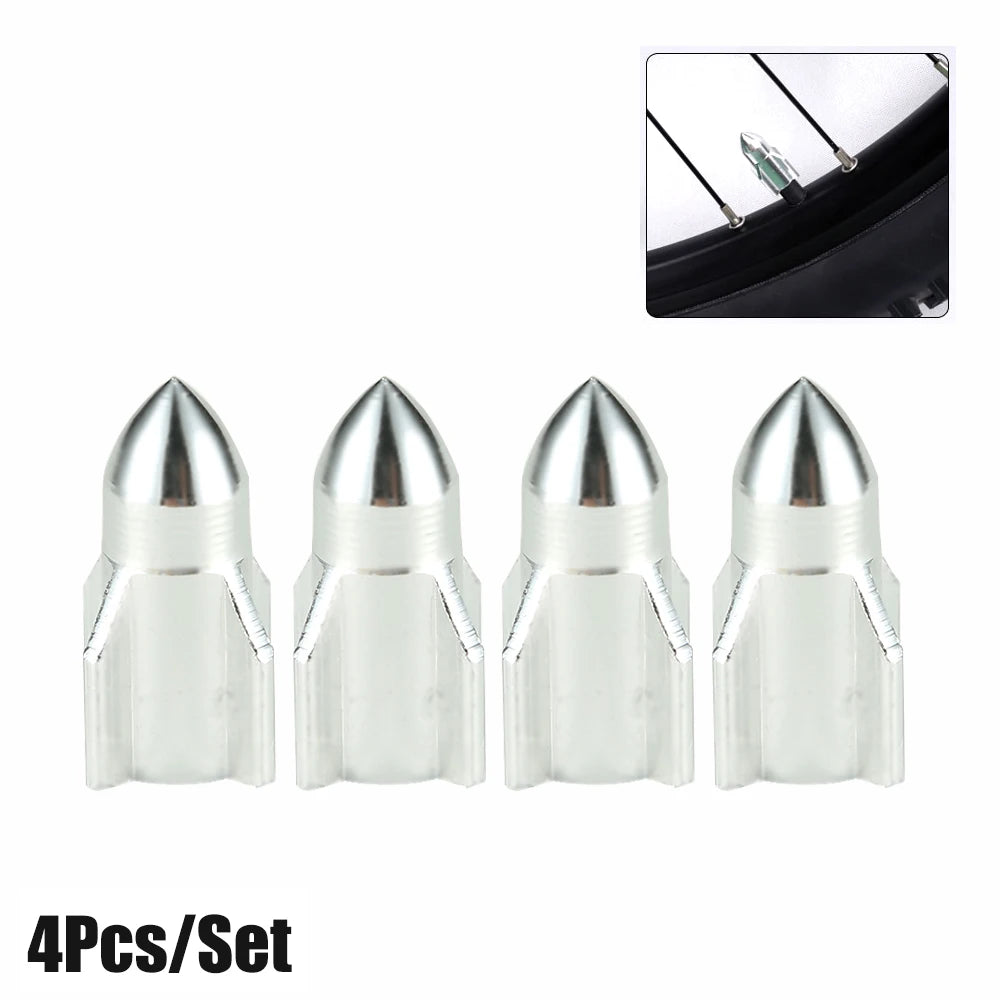 4Pcs/Set Aluminum Rocket Tire Valve Caps for Car Motorcycle Bike Alloy Tyre Valve Cov lifestyle view
