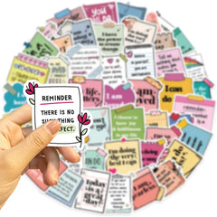 50PCS Self Affirming and Motivating Waterproof Graffiti Stickers for Helmet Bicycle Ha close-up view