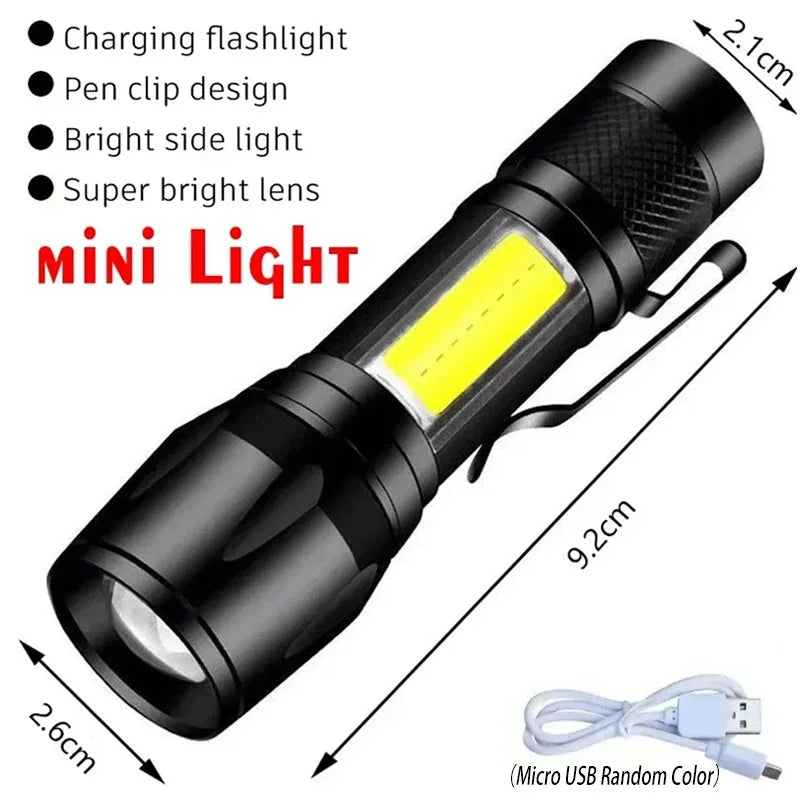 LED Tactical Flashlight P50 Telescopic Zoom Rechargeable lifestyle view