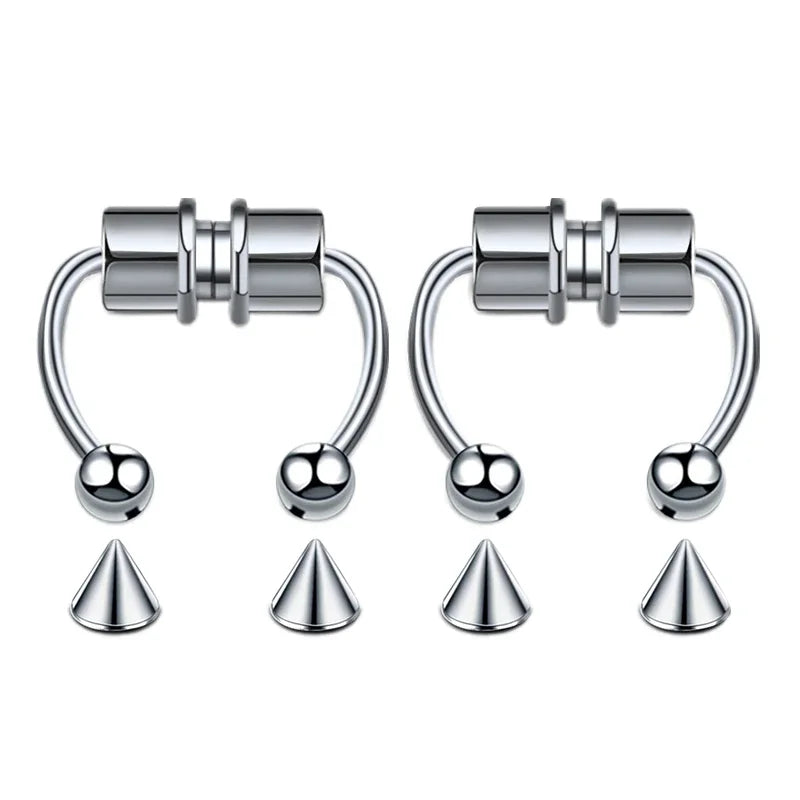 Gothic Magnet Fake Nose Ring Non Piercing Nose Clip Stainless Steel Fake Piercing Hoop S detail view