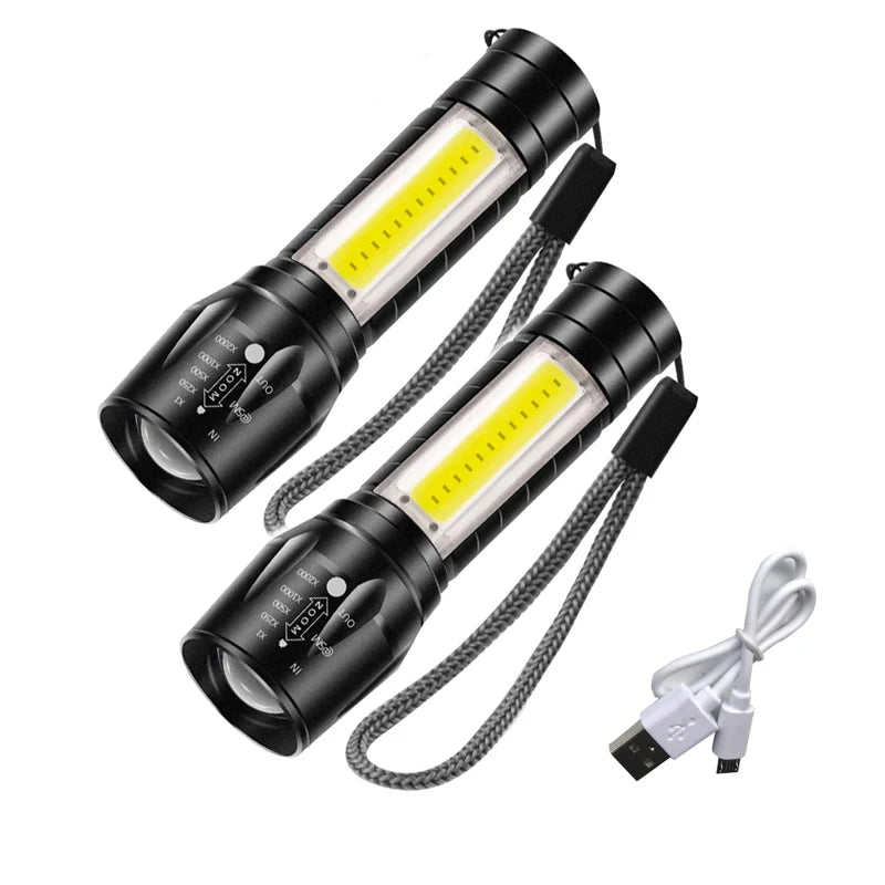 Portable Zoomable Strong LED Flashlight | Rechargeable Mini Torch for Camping and Emergencies