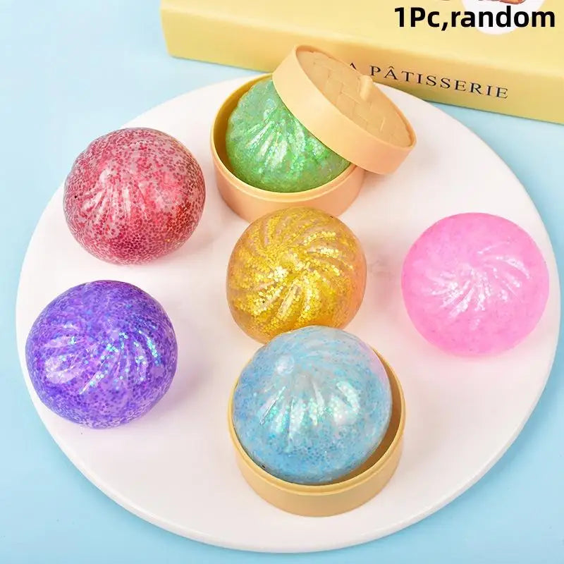 Colorful Glitter Dumpling Stress Ball | Fun Sensory Squeeze Toy alternate view