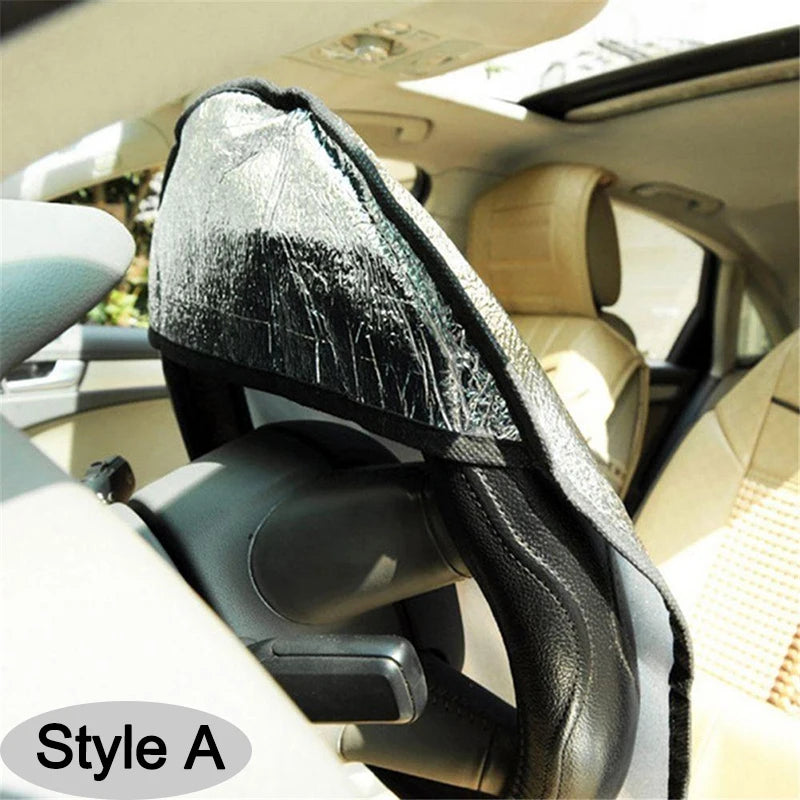Steering Wheel Sun Shade Foldable Anti-UV | Silver