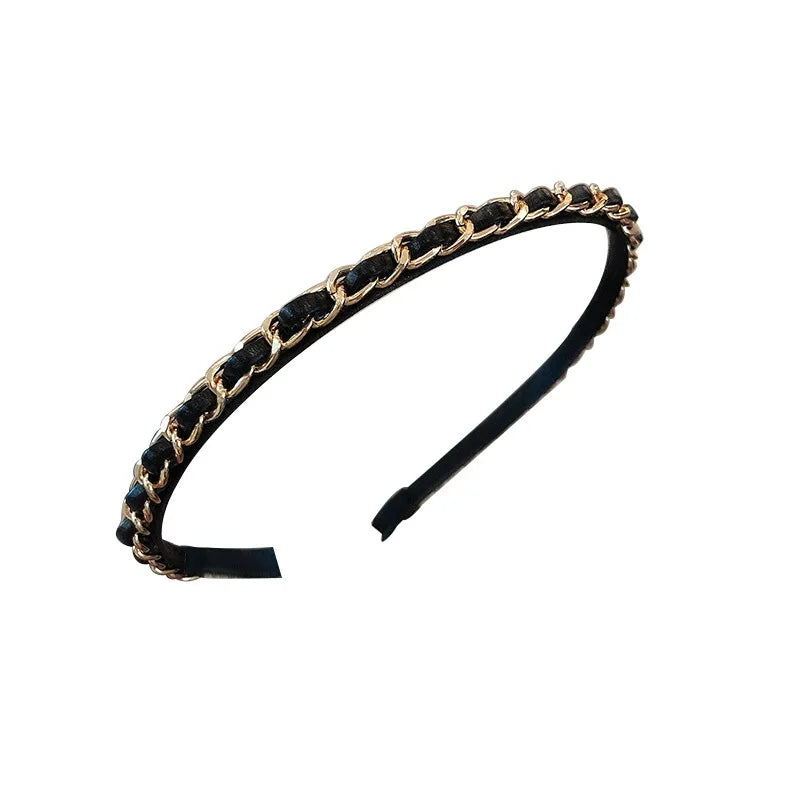 Leather Solid Color Knotted Hairband knitting Hair Hoop Bow Headband Women Girls Retro m detail view