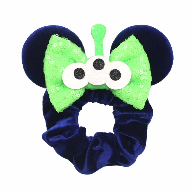 Women Ears Hair Scrunchies Velvet Hairbands For Girls Sequins Bows Headband Women Trip close-up view