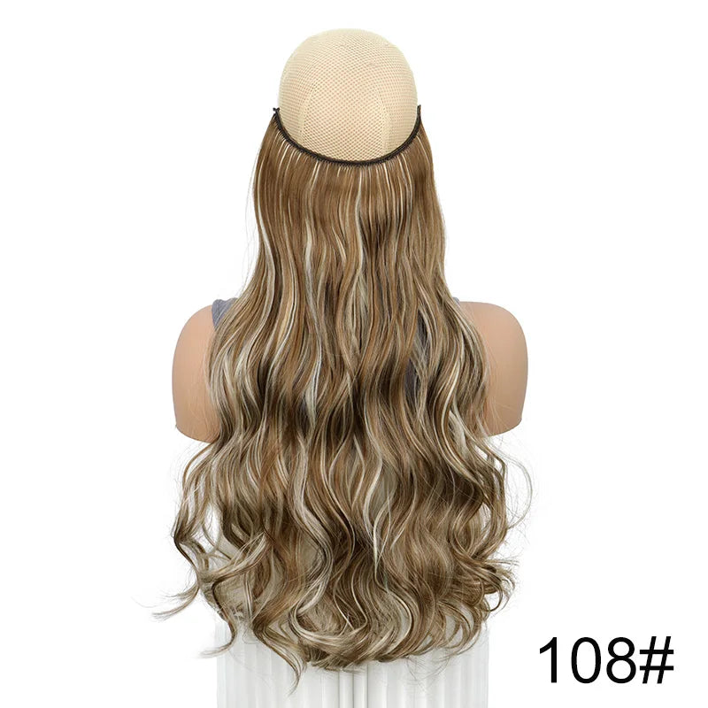 WIGSIN Synthetic One Piece No Clip Hair Extension 20Inch Long Curly Fish Line Fake Ha alternate view