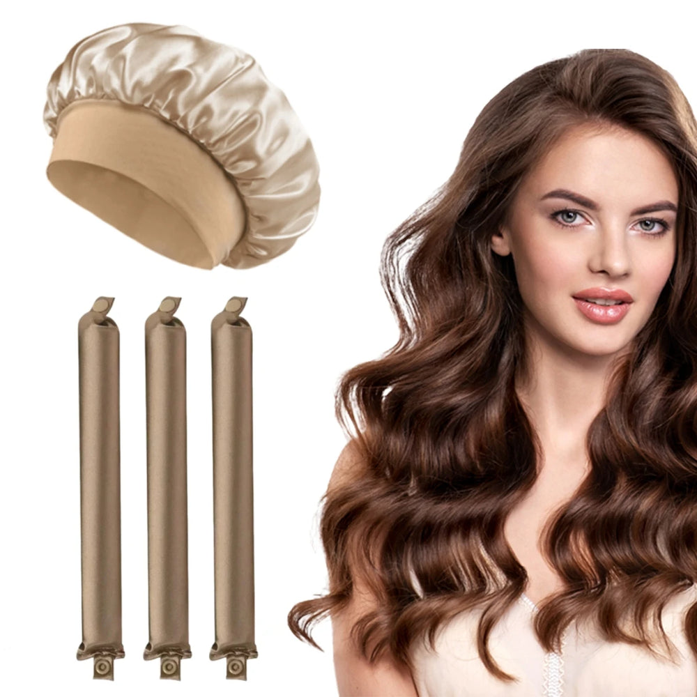 Satin Heatless Curling Rod Headband Set | No Heat Hair Curlers for Overnight Lazy Cur alternate view