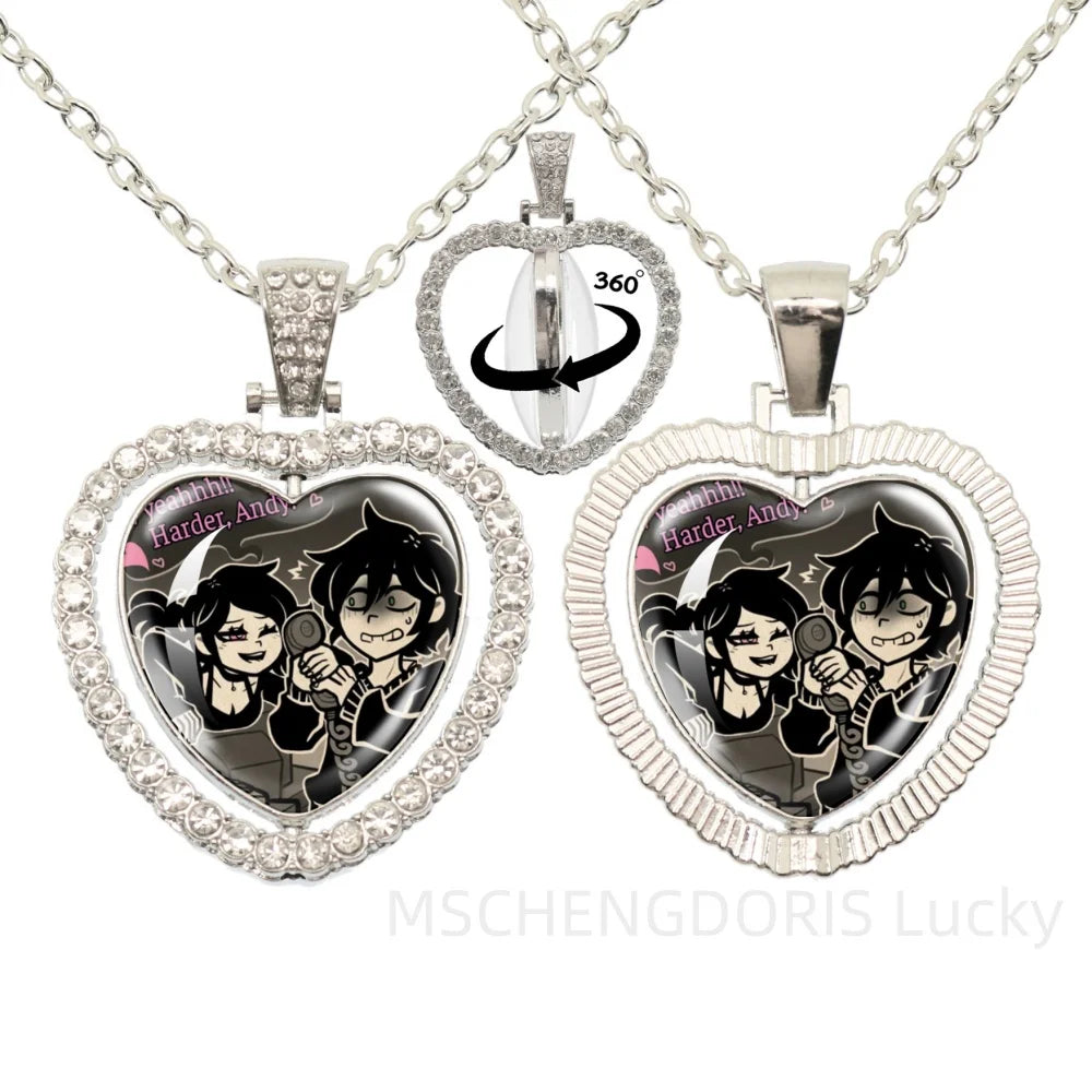 The Coffin Of Andy And Leyley Cosplay Necklace | Double Sided Glass Cabochon Heart additional angle