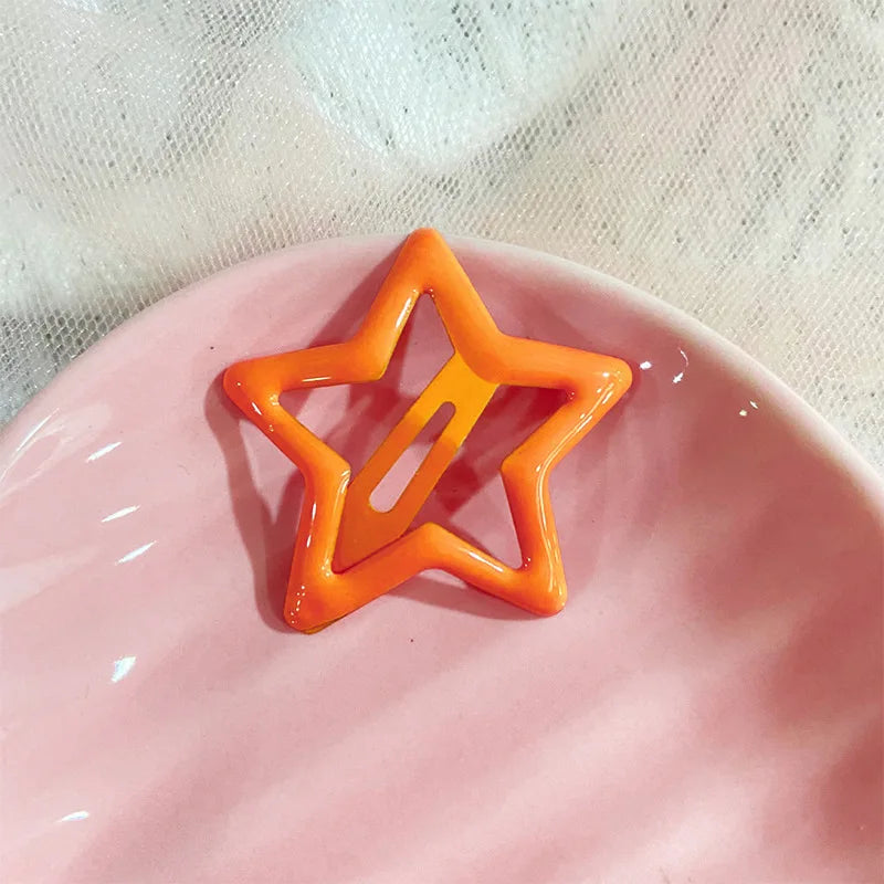 10pcs Colorful Star BB Hair Clips Girls Y2K Cute Star Barrettes Women Simple Metal Sn lifestyle view
