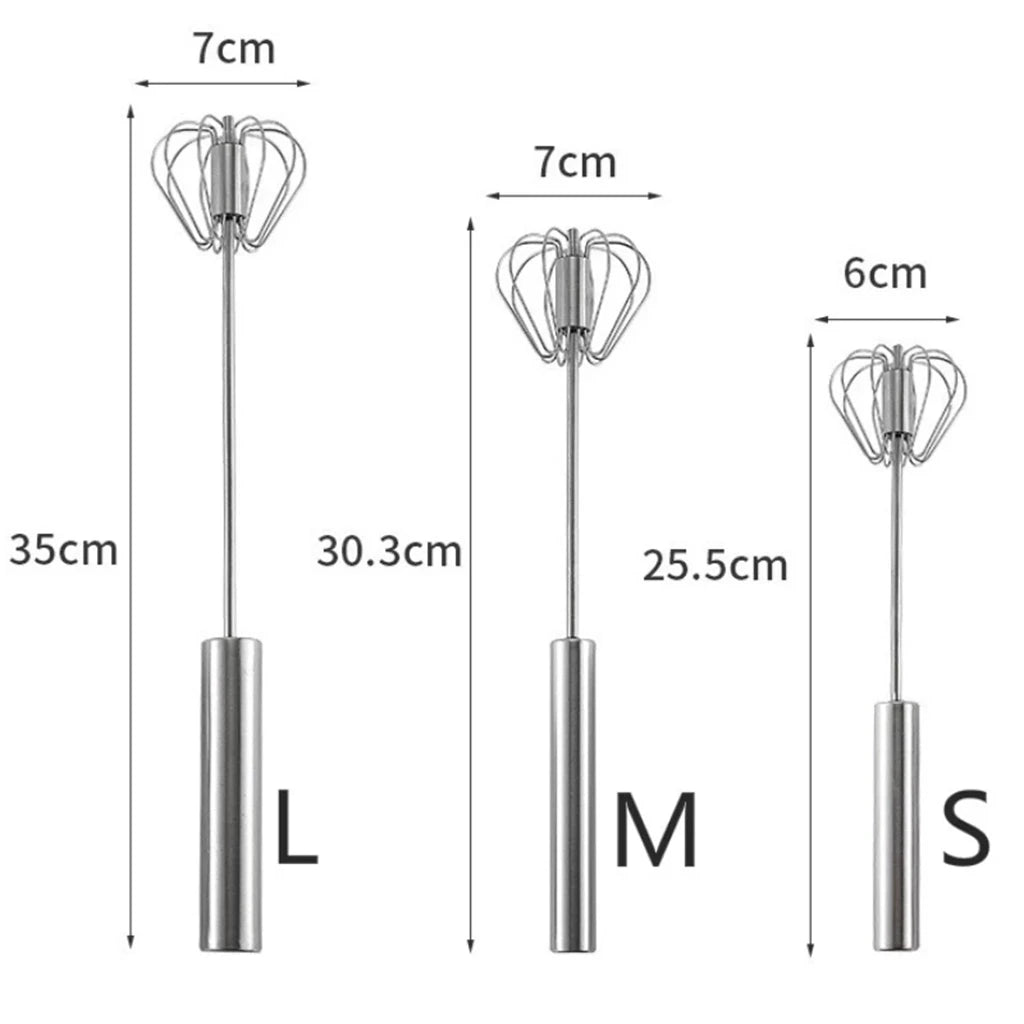 Semi-Automatic Egg Beater | 304 Stainless Steel Manual Hand Mixer additional angle