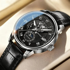 2026 Luxury Men's Sport Watch | Waterproof Luminous Leather Quartz Wristwatch detail view