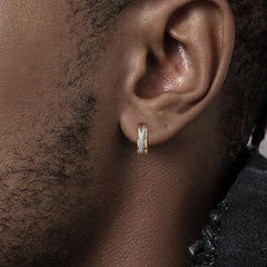 Vnox Stainless Steel Small Hoop Earrings for Men Women | Stylish Two-Tone Metal Huggie close-up view