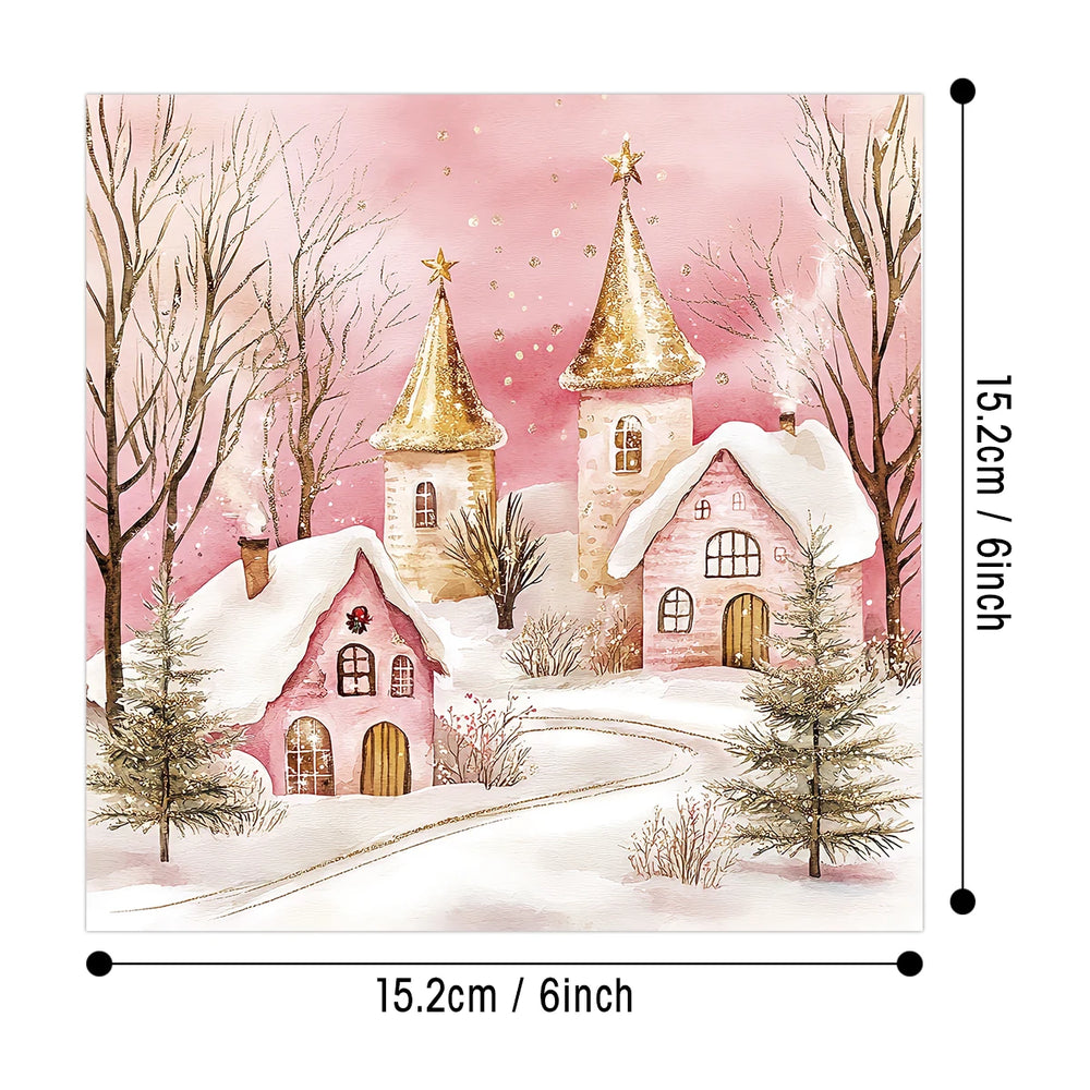 Pink Christmas Scrapbook Paper Pad | 12 Sheets Decorative Craft Papers close-up view