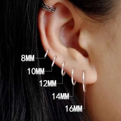 Stainless Steel Huggie Hoop Earrings | Unisex Cartilage Helix Tragus Jewelry detail view