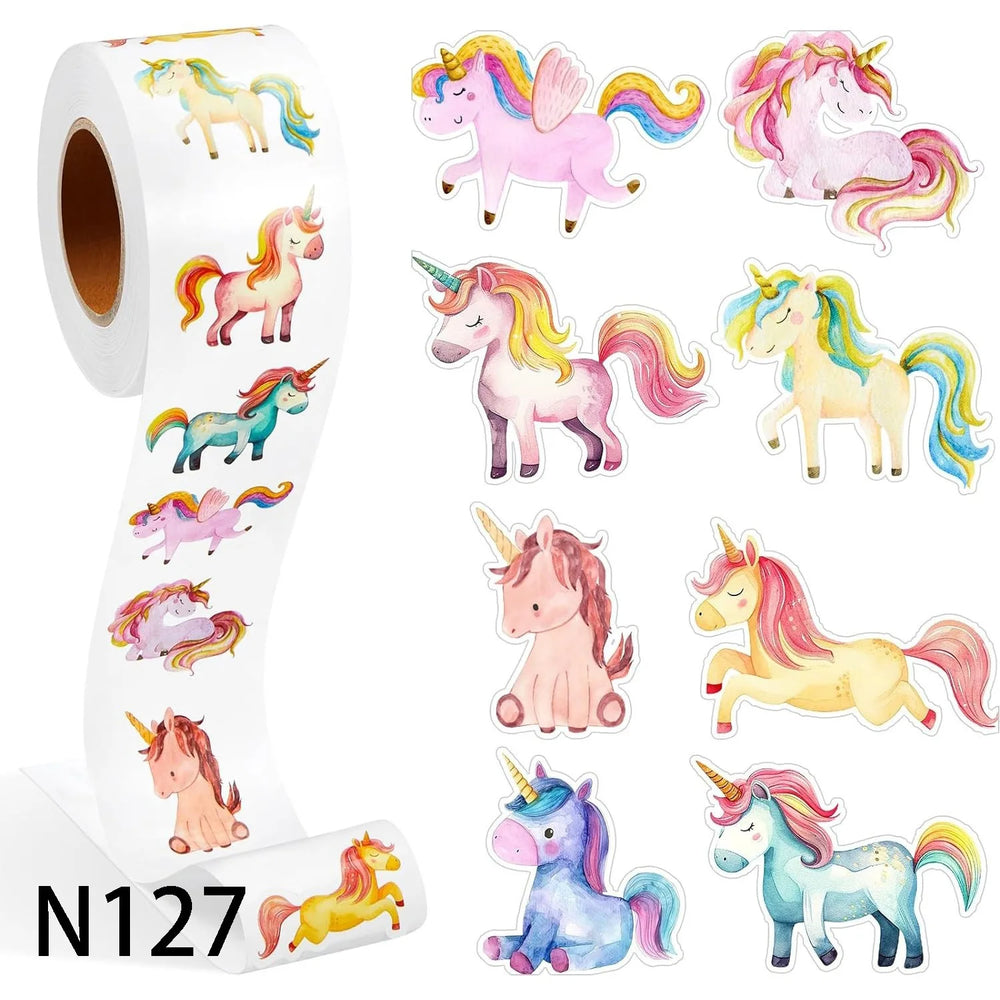 100-500PCS New Stickers Small Roll Packaging Animal Pack Rolling Stickers Photocard De close-up view