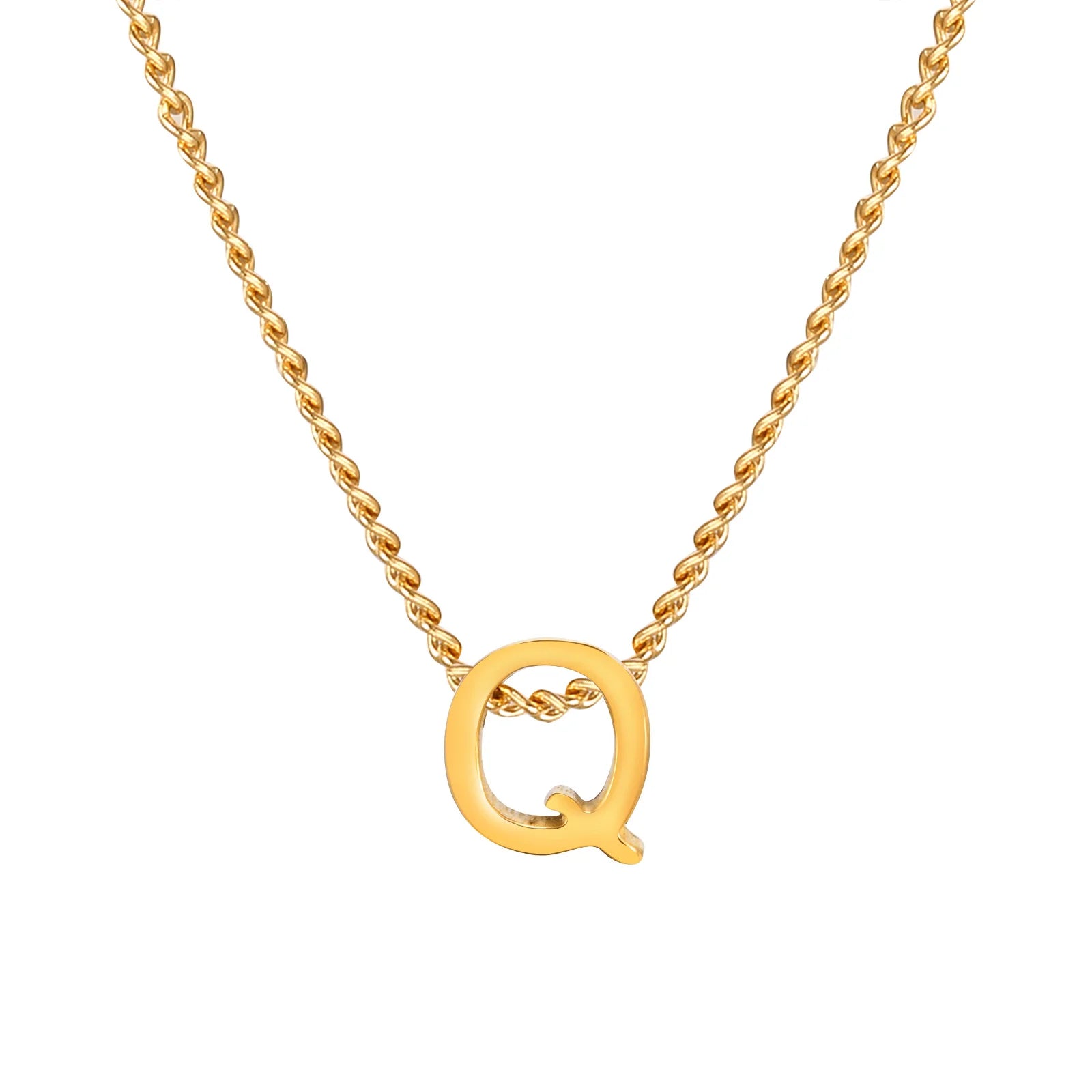 Vnox Chic Tiny A-Z Letters Necklaces for Women Girls, Gold Color Stainless Steel Init alternate view