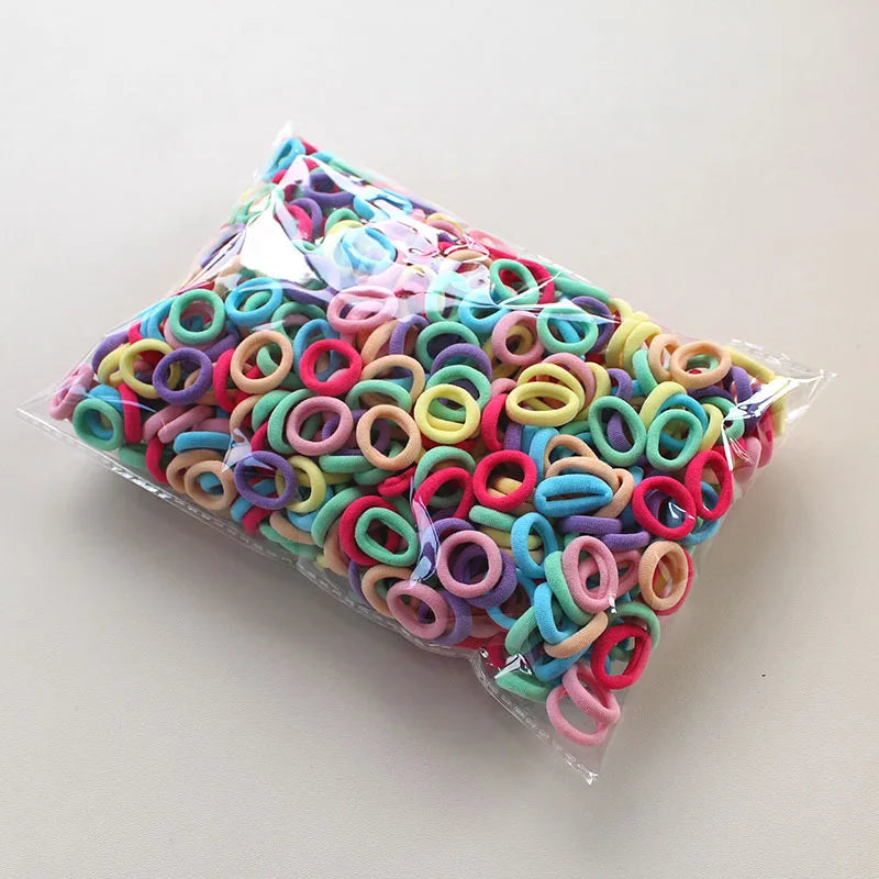 100/300/500Pcs Hair Bands for Children Colorful Nylon Scrunchie Hair Ties Rubber Band alternate view
