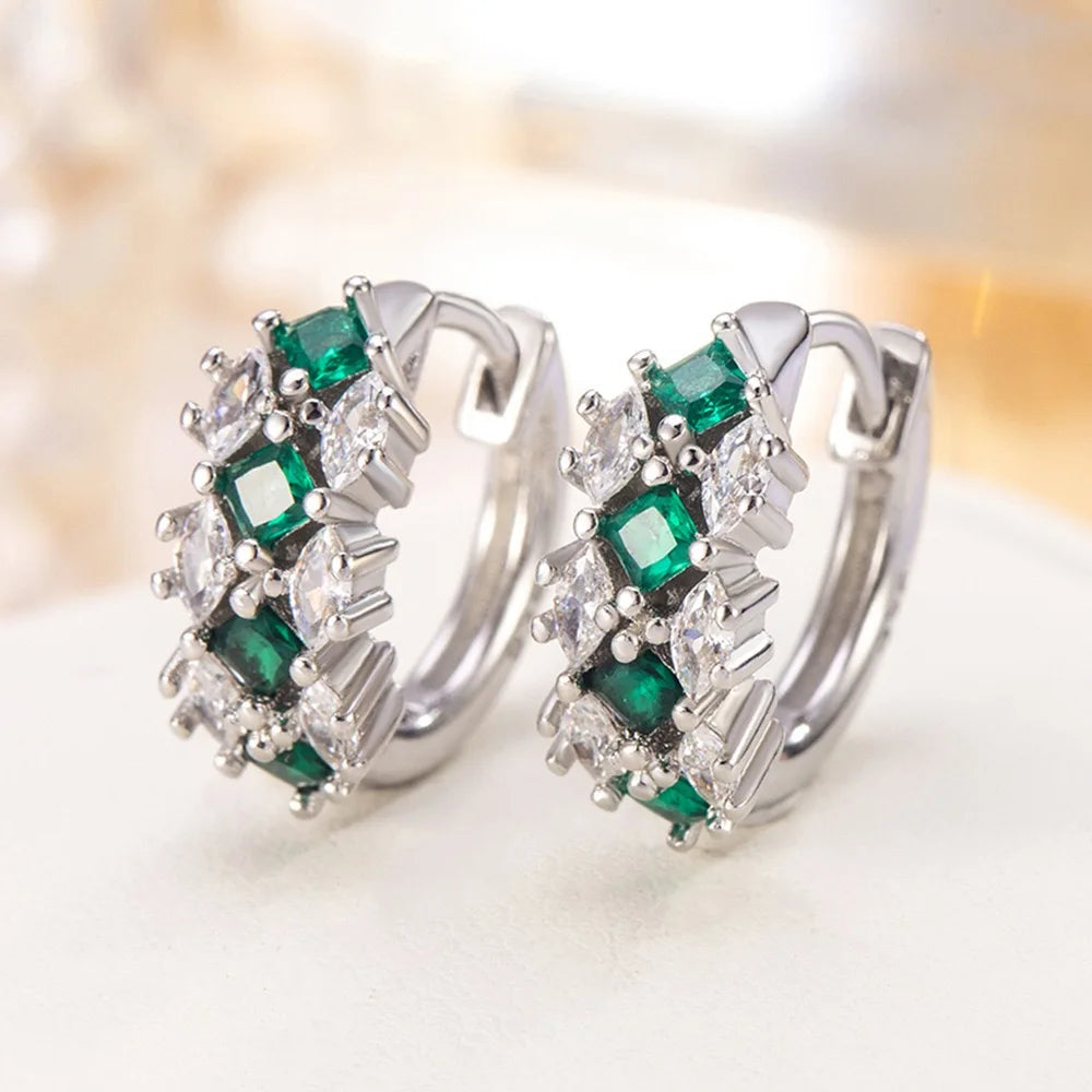 New 925 sterling silver green zircon earrings exquisite earrings suitable for women part detail view