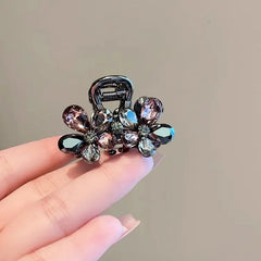 Light Luxury Imitation Crystal Flower Hair Gripper High-end Small Shark Clip Womens Back of Head Hair Clip Korean Style Headwear