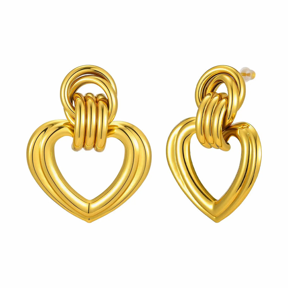 18K Gold Twist Knot Stud Earrings | Geometric Textured Screw-Back Earrings for Women detail view