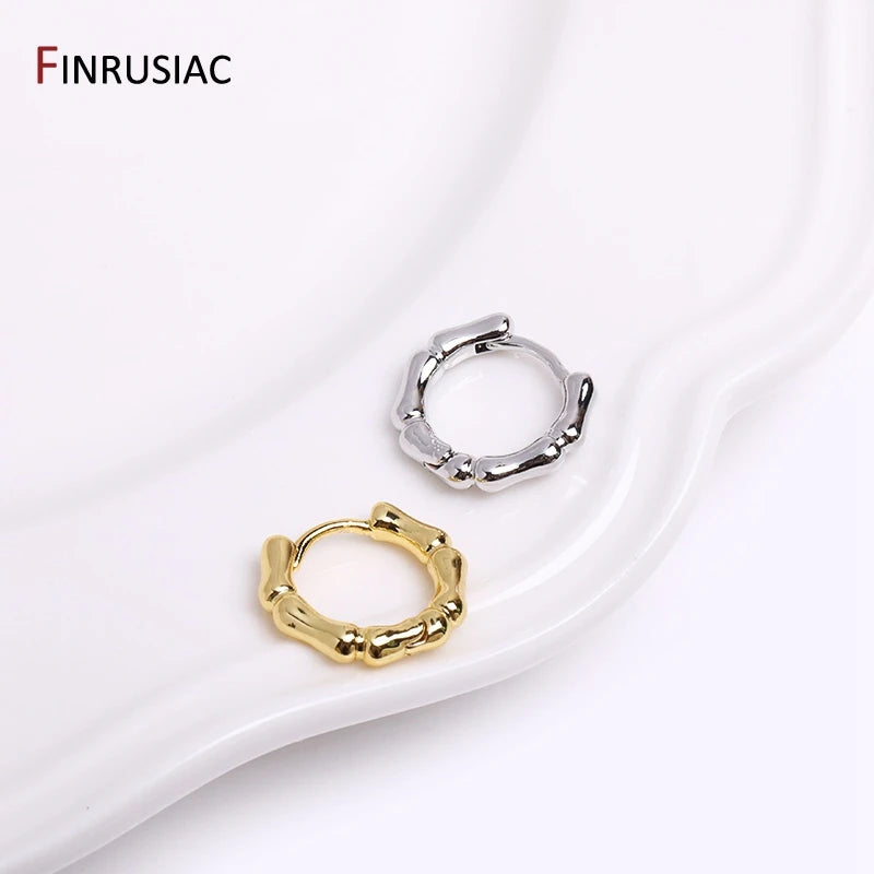 Gold Plated Brass Simple Hoop Earrings High Quality Women Earrings, Inlaid Zircon Tre lifestyle view