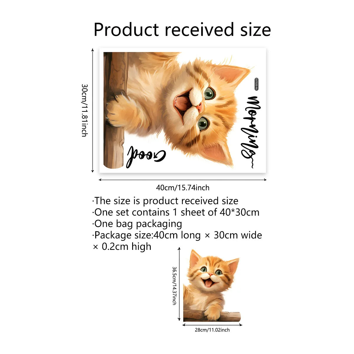 Cute Cat Wall Stickers | Peel and Stick Kitten Decals for Home Decor alternate view