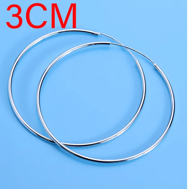 925 Sterling Silver Large Circle Hoop Earrings | Wedding Fine Fashion Jewelry detail view
