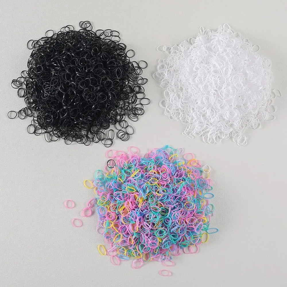 1500Pcs Colorful Disposable Rubber Hair Bands for Girls Children's Ponytail Holders K alternate view