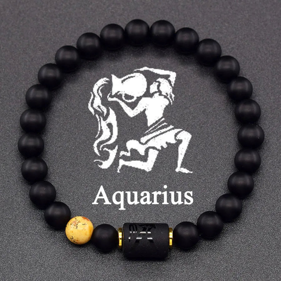 12 Zodiac Sign Bracelet Homme Constellation Bangle Natural Yellow Tiger Eye Stone Hem lifestyle view