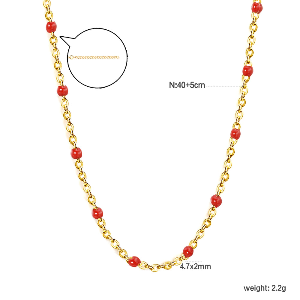 LUXUKISSKIDS Sweet Multicolor Drip-Oil Beads Necklace Women's Bohemia Stylish Clavi additional angle