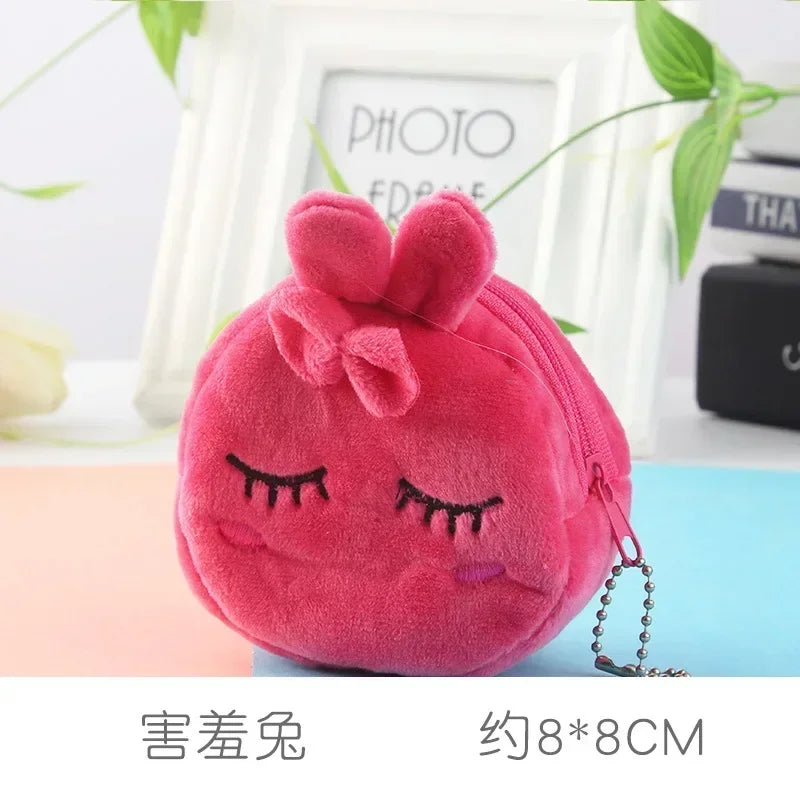 Cute Animal Plush Coin Purse | Zipper Change Purse with Keychain Mini Wallet lifestyle view