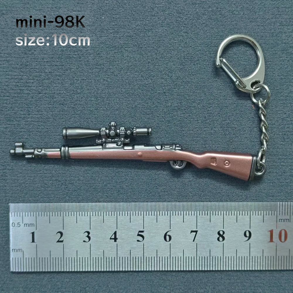 Mini Keychain Pendant Peace Elite 98k Alloy Gun Model PUBG Battlefield Boy Toy Handsom close-up view