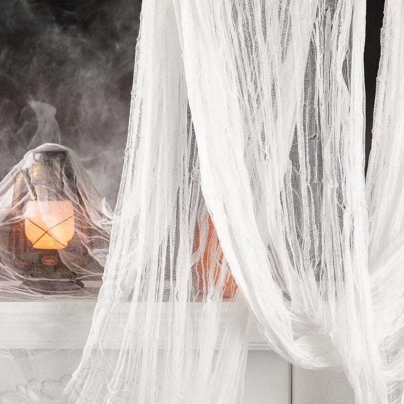 Creepy Gauze Cloth Window Table Door Net Spooky Fancy Dress Party Haunted House Wall detail view