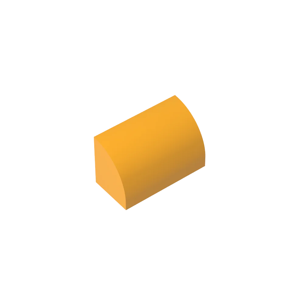 Gobricks GDS-M063 Curved Brick 1 x 2 x 1 No Studs | Compatible Building Block close-up view
