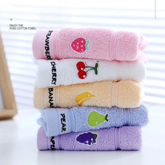Cute Cartoon Fruit 100% Cotton Towels for Babies And Kids - Embroidered Soft Absorbent 25x45cm Face Washing Towels for Children