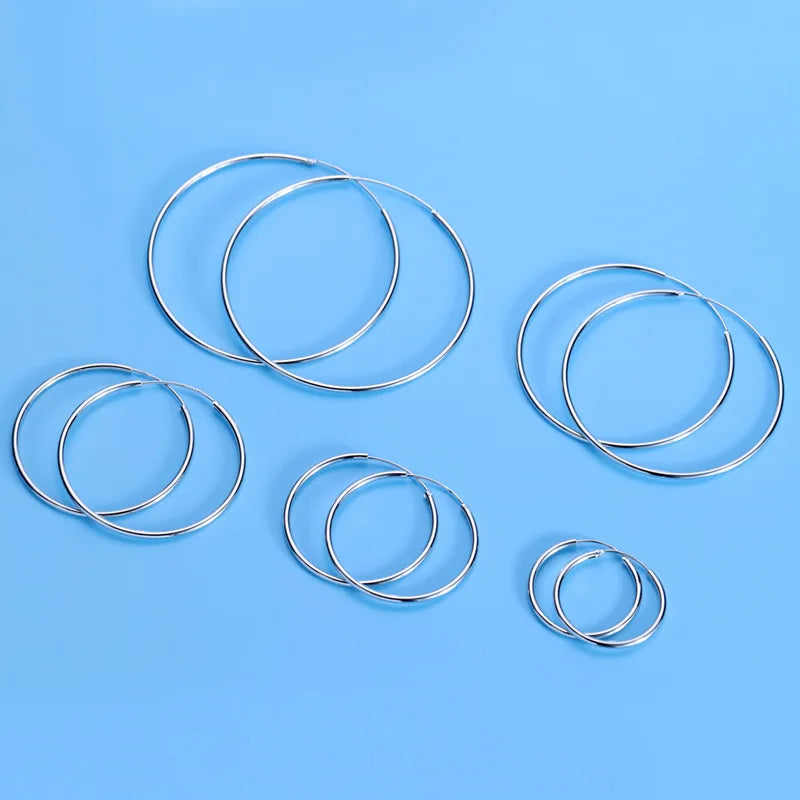925 Sterling Silver Large Circle Hoop Earrings | Wedding Fine Fashion Jewelry additional angle
