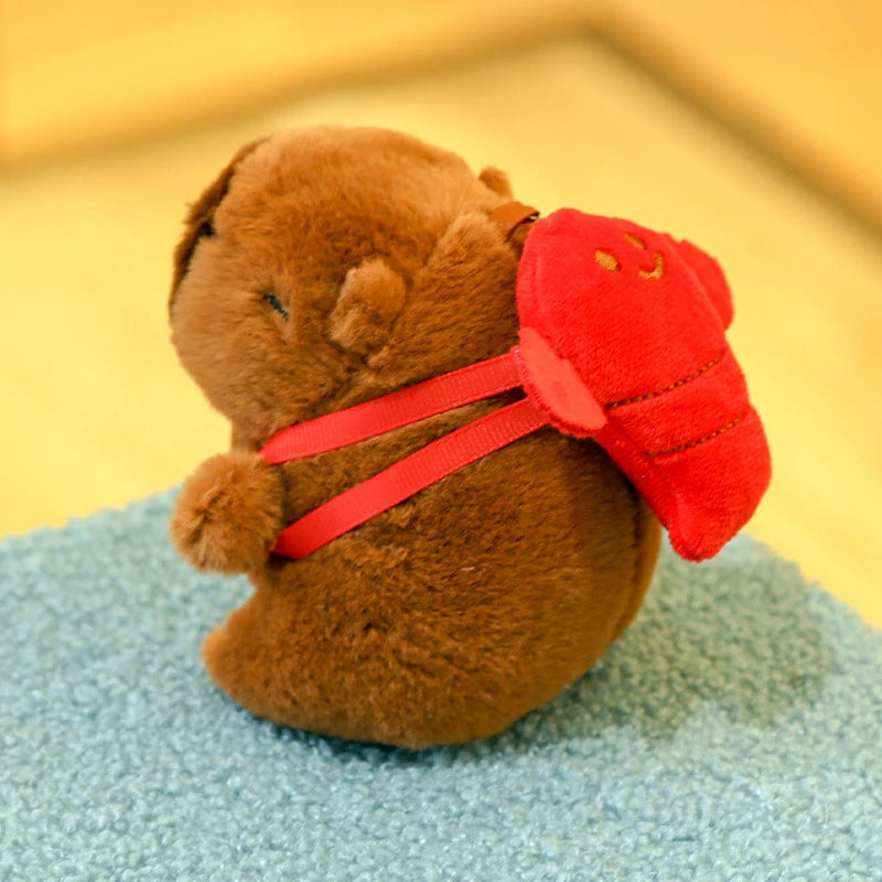 Capybara Plush Keychain | Cartoon Bag Pendant and Car Keyring close-up view