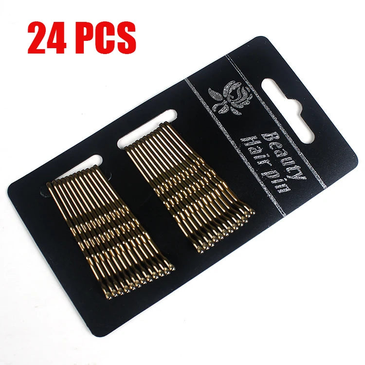 50Pcs Gold Hairpins for Women Hair Clip Lady Bobby Pins Black Invisible Wave Hairgrip alternate view