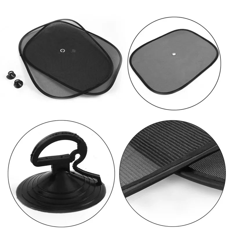 1Pair Car Window Sunshade Cover Sun UV Protection Auto Front Rear Black Window Curt additional angle