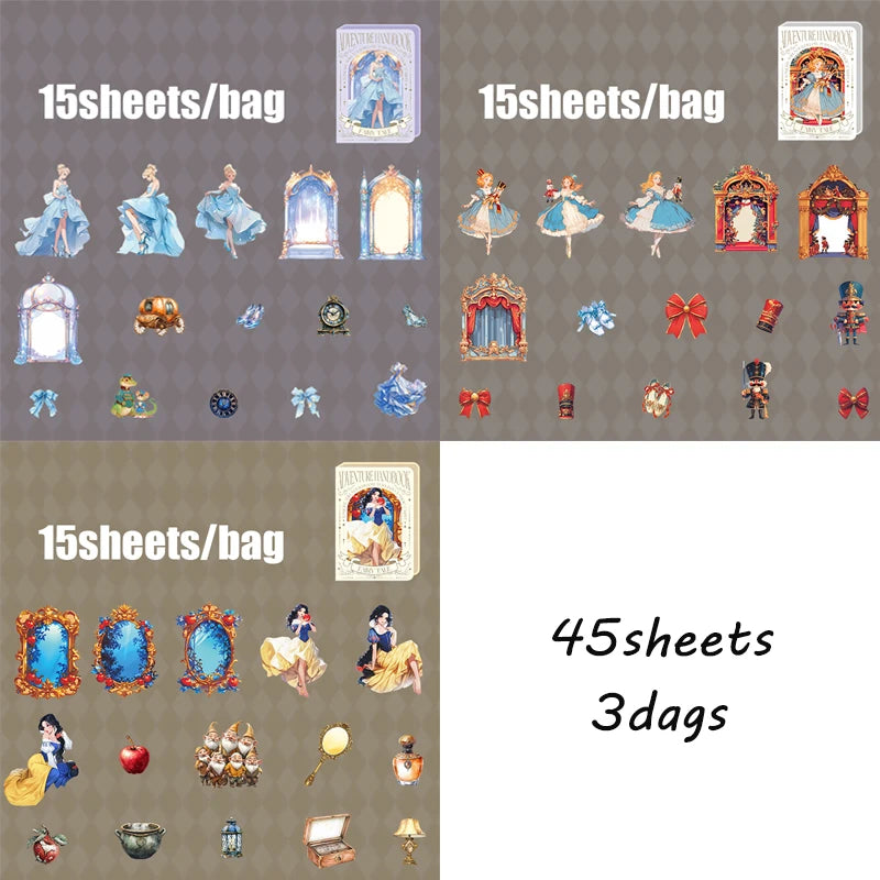45pcs Fairytale Adventure Story Theme Hard Card Sticker Set for DIY Scrapbook | Mr Pa alternate view