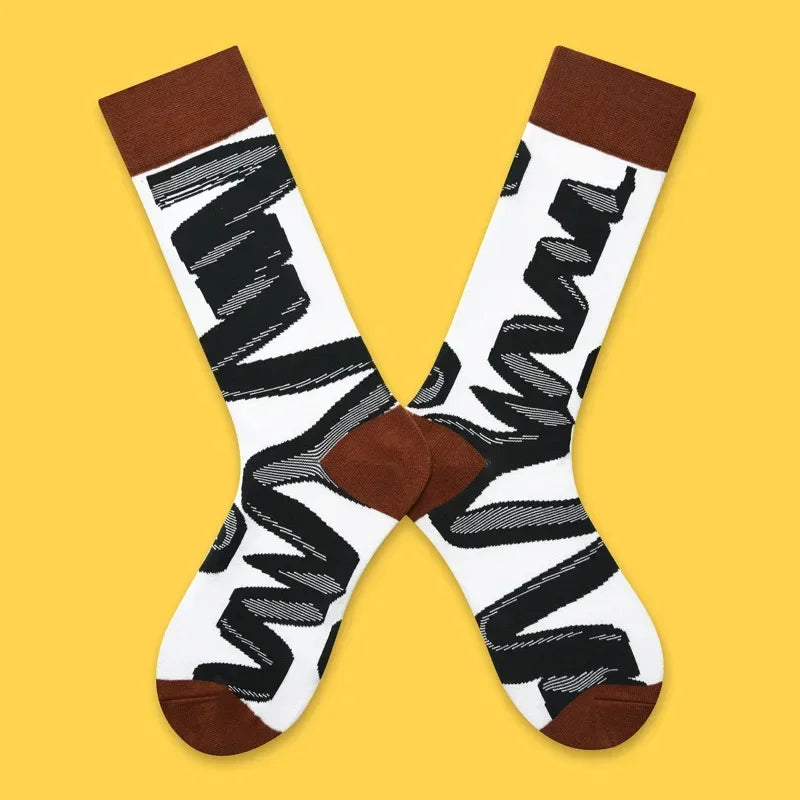 1 Pair Canvas Lattice Plant Art Funny Socks Women Novelty Abstract Cute Socks Women additional angle