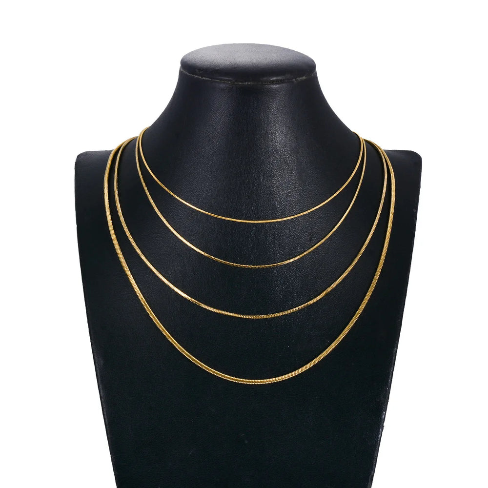 Witd 0.9/1.2/1.5/2mm Stainless Steel Square Snake Chain Necklace Choker DIY Gift For lifestyle view