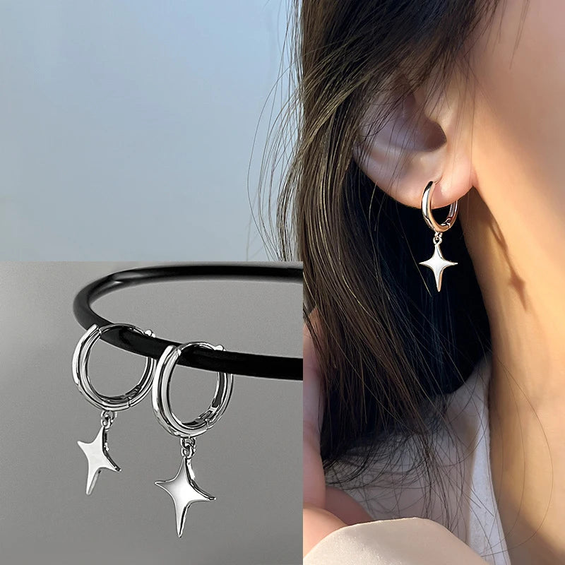 Ventfille 925 Sterling Silver Star Earring for Women Girl Simple Tassels Chain Fashion O detail view