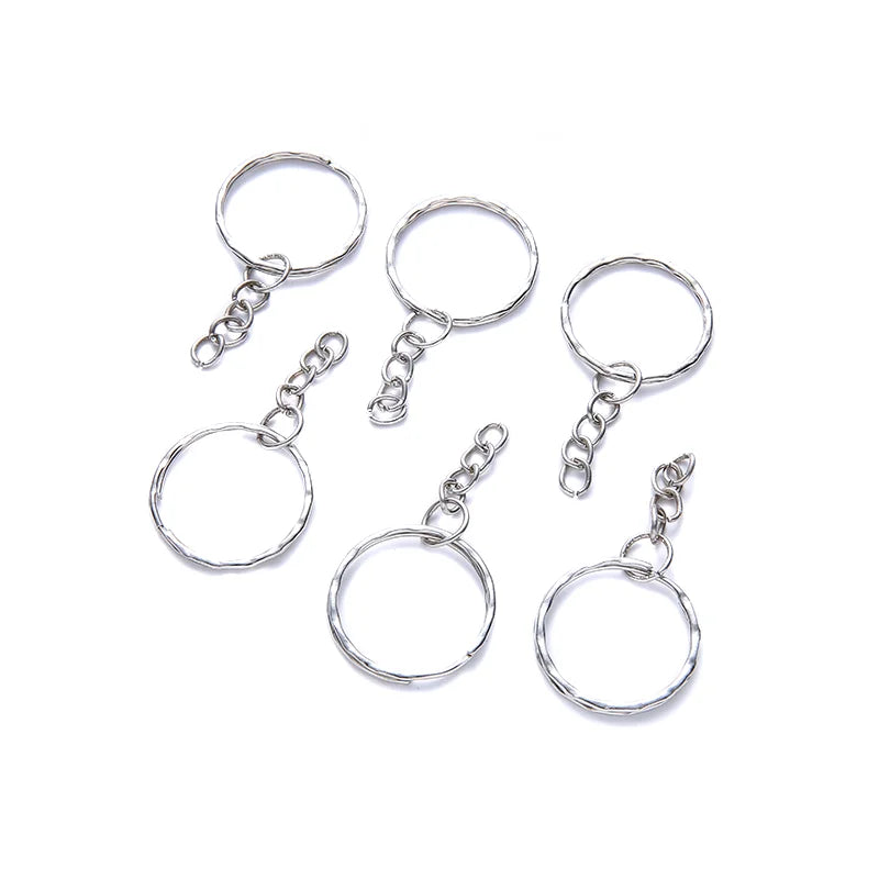 Silver Plated Metal Blank Keyring Keychain Charms Split Ring Keyfob Key Holder Link R lifestyle view