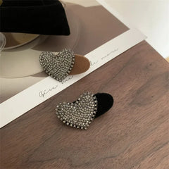 Beautiful Heart-shaped Hairpins for Women Shiny Rhinestone Small Spring Clip Hair Ornaments