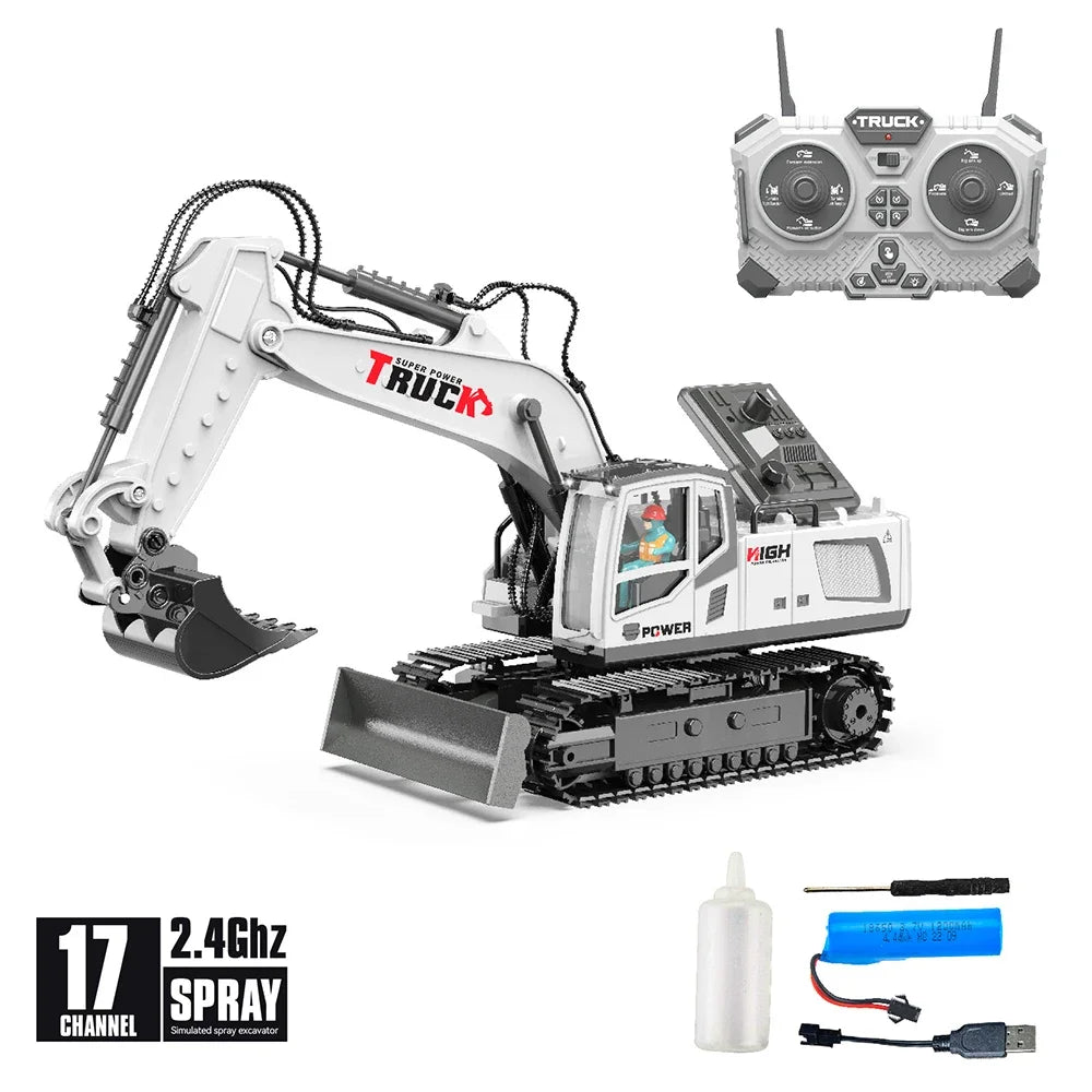 1/18 RC Alloy Spray Excavator Truck 17CH Engineering Vehicle Sound Lights 680 Degree alternate view